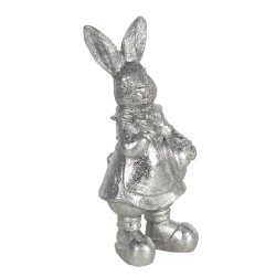 Clayre & Eef Statuetta Coniglio 13 cm Color argento Poliresina