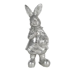 Clayre & Eef Beeld Konijn 13 cm Zilverkleurig Polyresin