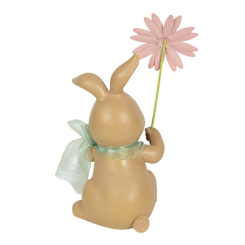 Clayre & Eef Statuetta Coniglio 9x9x17 cm Marrone Verde  Poliresina