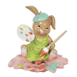 Clayre & Eef Figurine Rabbit 15x15x15 cm Brown Green Polyresin