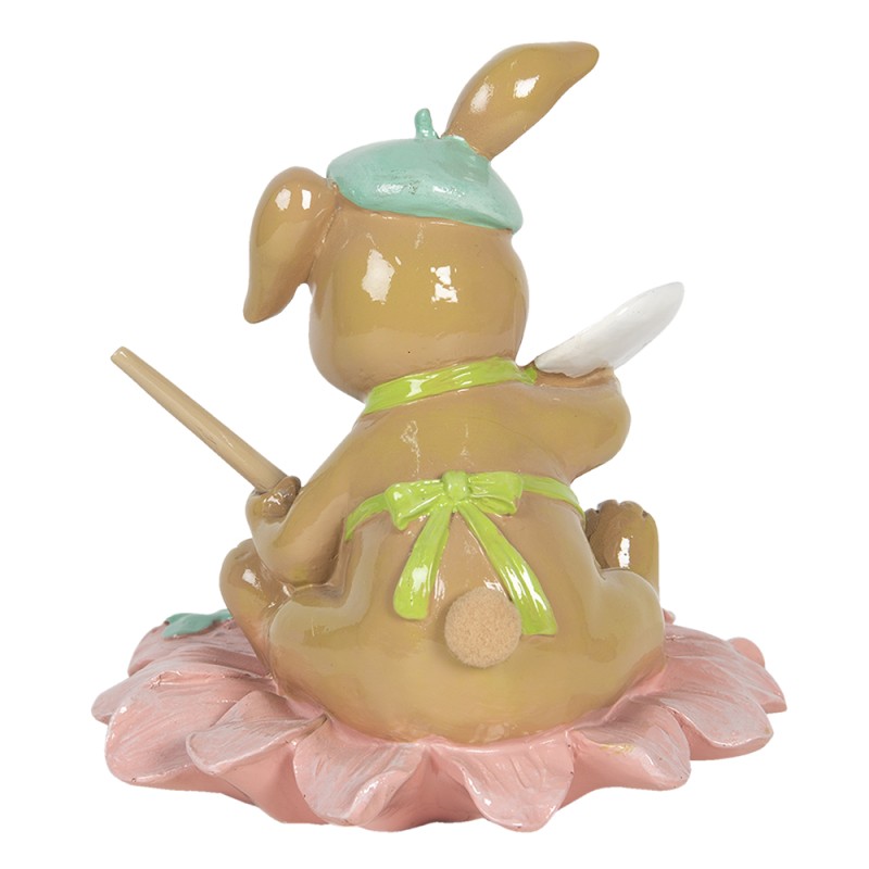 Clayre & Eef Figurine Lapin 15x15x15 cm Marron Vert Polyrésine