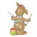 Clayre & Eef Figurine Lapin 16x10x21 cm Marron Bleu Polyrésine