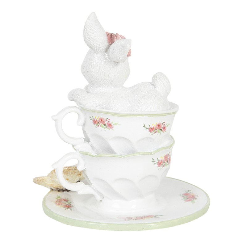 Clayre & Eef Statuetta Coniglio 12x12x15 cm Bianco Poliresina