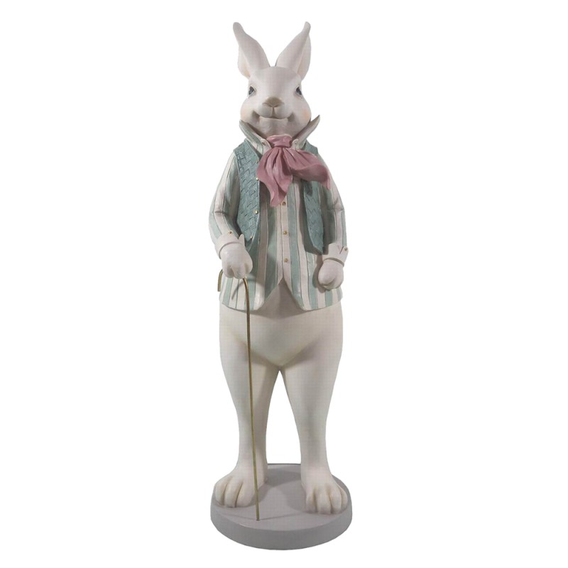 Clayre & Eef Figurine Lapin 17x15x53 cm Blanc Vert Polyrésine