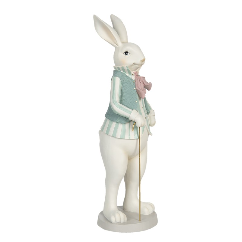 Clayre & Eef Figurine Lapin 17x15x53 cm Blanc Vert Polyrésine