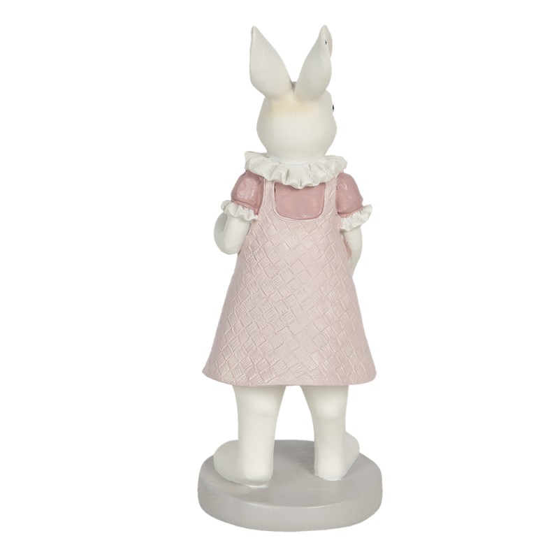 Clayre & Eef Statuetta Coniglio 9x8x20 cm Bianco Rosa  Poliresina