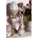 Clayre & Eef Figurine Rabbit 11x10x27 cm White Pink Polyresin