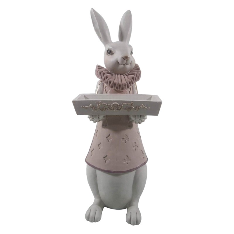 Clayre & Eef Statuetta Coniglio 15x13x37 cm Bianco Rosa  Poliresina