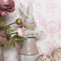 Clayre & Eef Figurine Rabbit 15x13x37 cm White Pink Polyresin