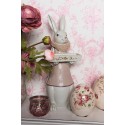 Clayre & Eef Figurine Rabbit 15x13x37 cm White Pink Polyresin