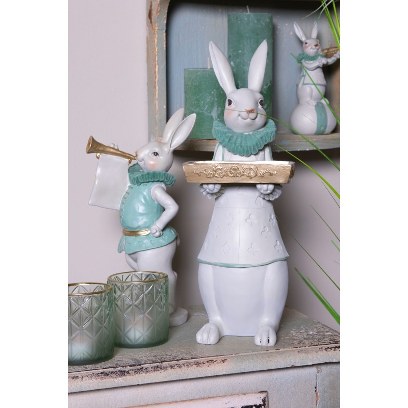 Clayre & Eef Figurine Lapin 15x13x37 cm Blanc Polyrésine