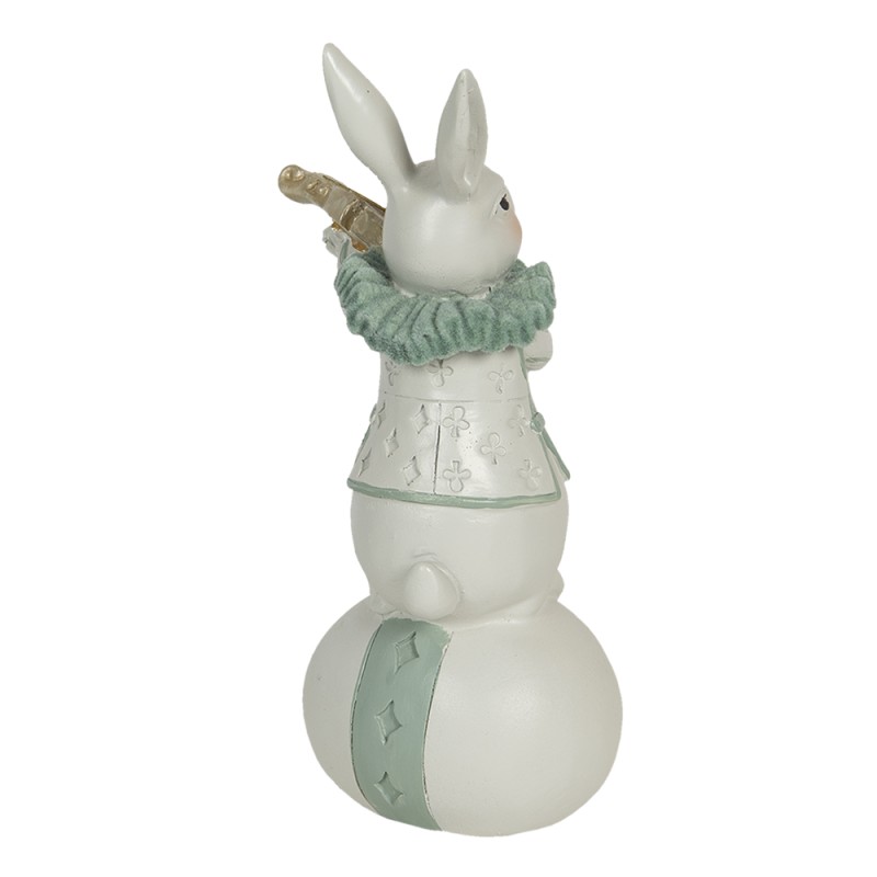 Clayre & Eef Figurine Rabbit 8x7x17 cm White Blue Polyresin