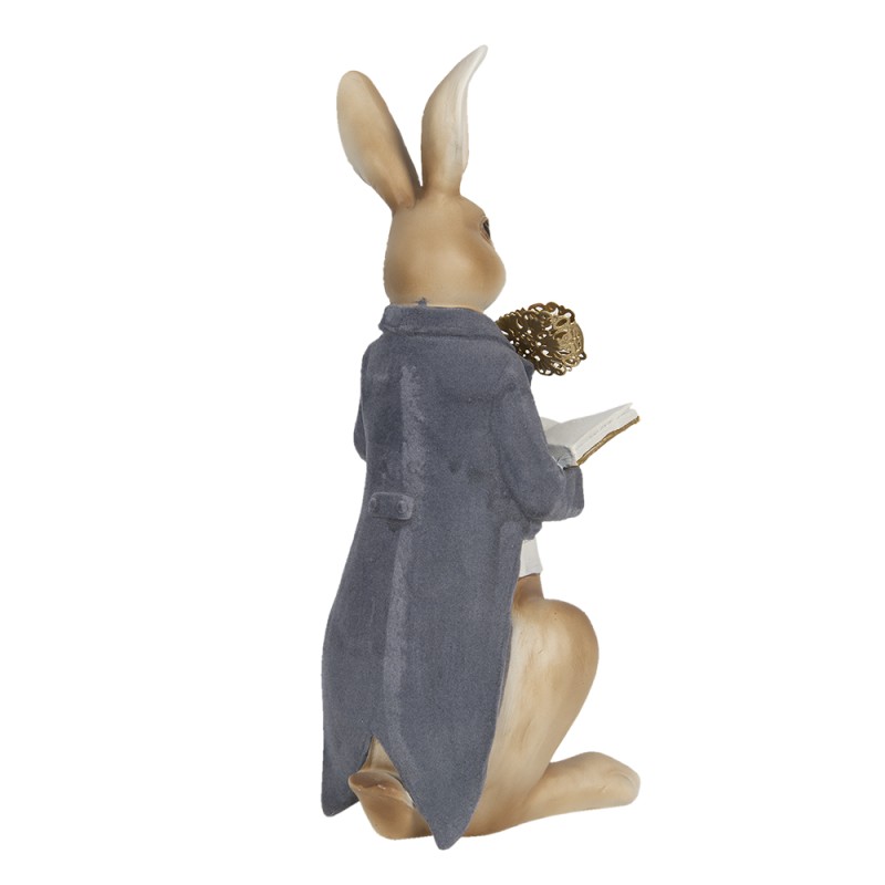 Clayre & Eef Statuetta Coniglio 15x13x40 cm Marrone Grigio Poliresina