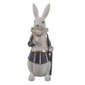 Clayre & Eef Figurine Rabbit 11x10x27 cm White Blue Polyresin
