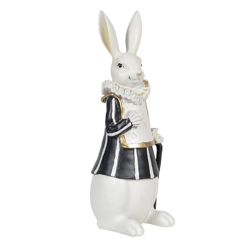 Clayre & Eef Figurine Rabbit 11x10x27 cm White Blue Polyresin