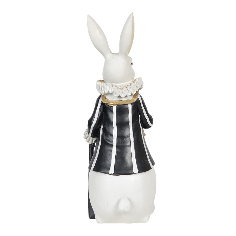 Clayre & Eef Statuetta Coniglio 11x10x27 cm Bianco Blu  Poliresina