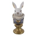 Clayre & Eef Figur Kaninchen 12x11x29 cm Weiß Goldfarbig Polyresin