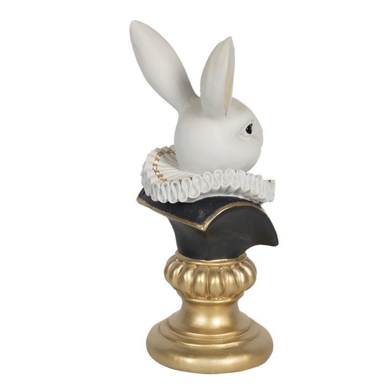 Clayre & Eef Figur Kaninchen 12x11x29 cm Weiß Goldfarbig Polyresin
