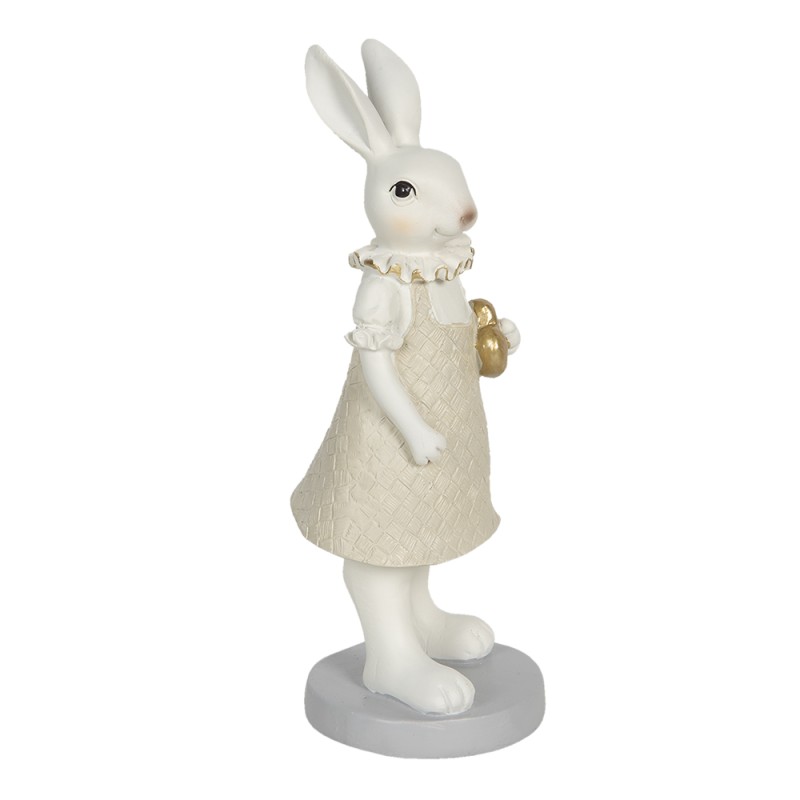 Clayre & Eef Figurine Rabbit 9x8x20 cm White Polyresin