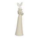 Clayre & Eef Statuetta Coniglio 11x10x37 cm Bianco Giallo  Poliresina
