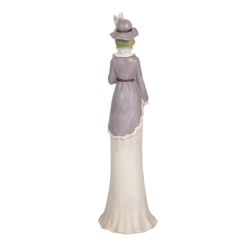 Clayre & Eef Figur Frosch 7x7x32 cm Beige Violett Polyresin