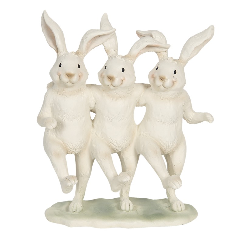 Clayre & Eef Statuetta Coniglio 16x9x19 cm Bianco Poliresina Rettangolo