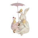 Clayre & Eef Figur Kaninchen 12x11x16 cm Weiß Rosa Polyresin
