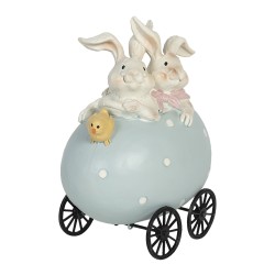 Clayre & Eef Figurine Lapin 10x7x13 cm Bleu Polyrésine