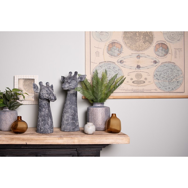 Clayre & Eef Figurine Giraffe 24x22x47 cm Grey White Polyresin