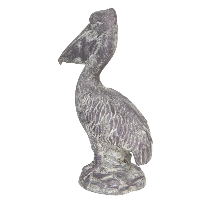 Clayre & Eef Figurine Pélican 19x11x31 cm Gris Polyrésine