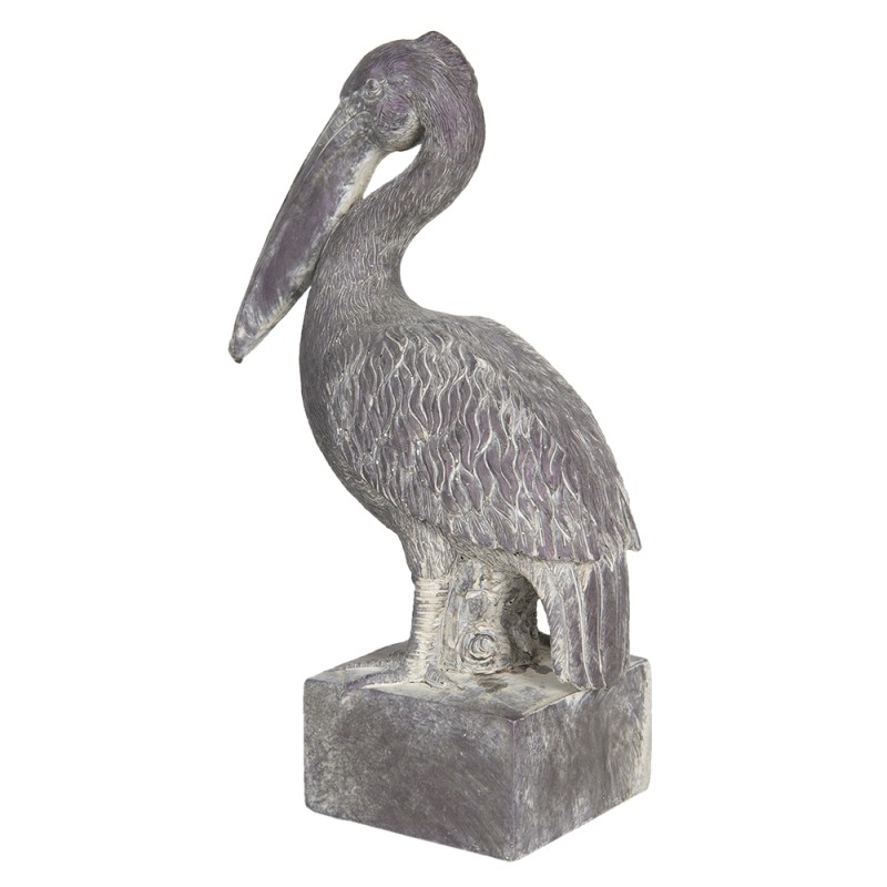 Clayre & Eef Statuetta Pellicano  23x13x37 cm Grigio Poliresina