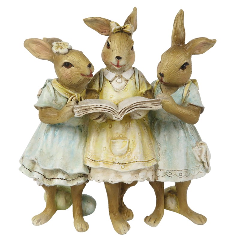 Clayre & Eef Figur Kaninchen 15 cm Braun Gelb Polyresin