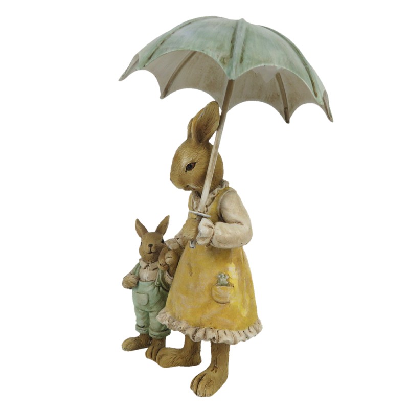 Clayre & Eef Figur Kaninchen 13 cm Braun Gelb Polyresin