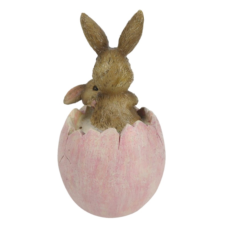 Clayre & Eef Figurine Lapin 10 cm Marron Rose Polyrésine