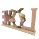 Clayre & Eef Figurine Rabbit 19x3x9 cm Pink Polyresin Love