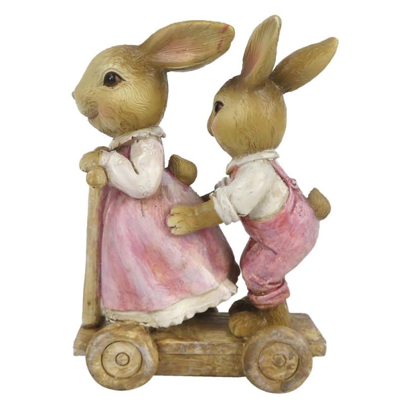 Clayre & Eef Figurine Rabbit 8x4x11 cm Pink Polyresin