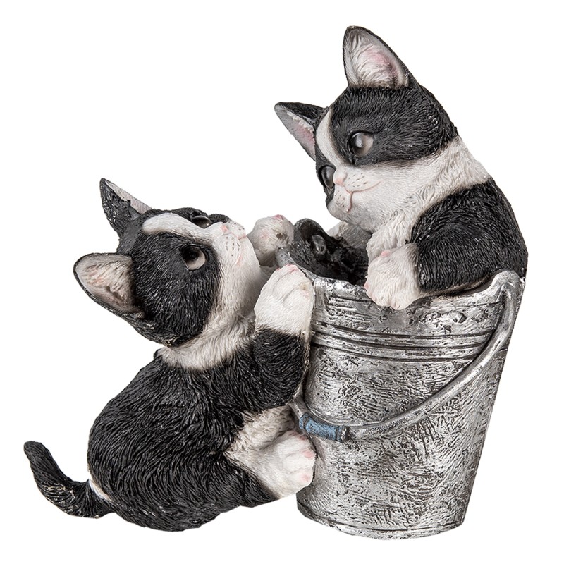 Clayre & Eef Figur Katze 23x13x18 cm Schwarz Weiß Polyresin