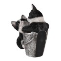 Clayre & Eef Figur Katze 23x13x18 cm Schwarz Weiß Polyresin