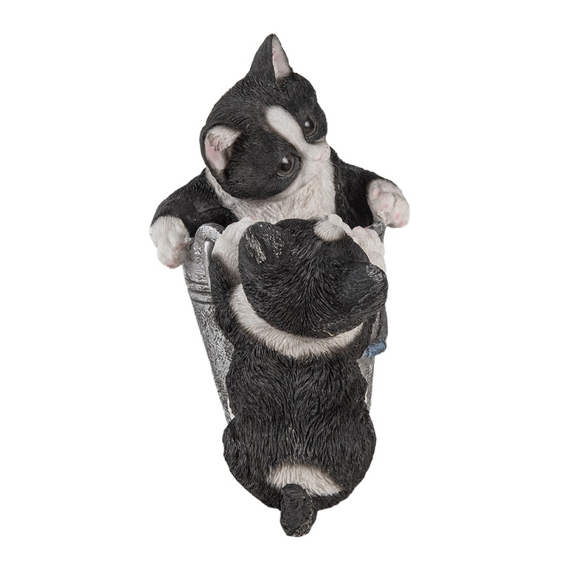 Clayre & Eef Figur Katze 23x13x18 cm Schwarz Weiß Polyresin