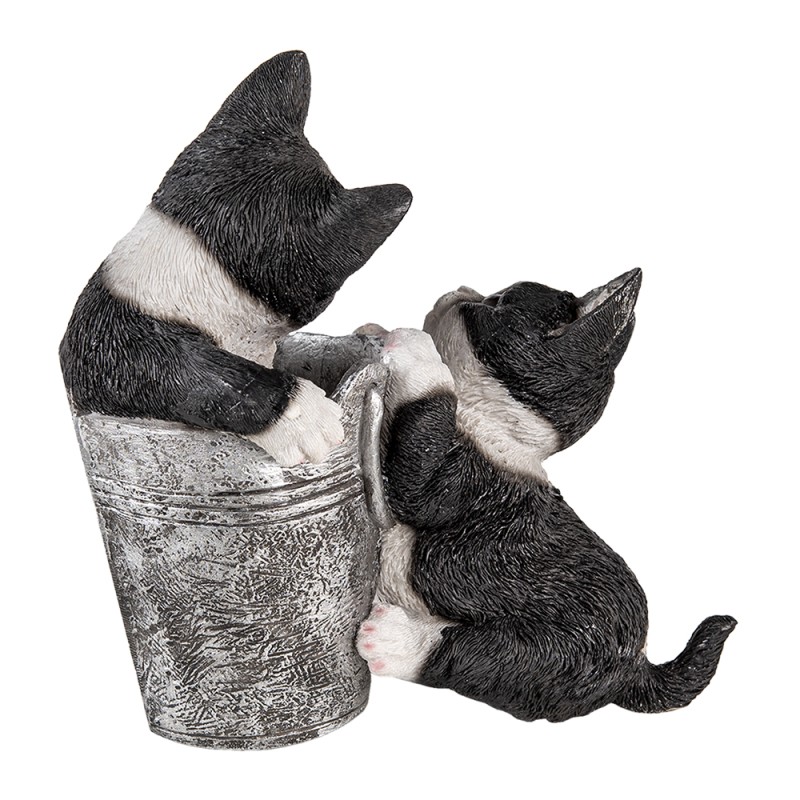 Clayre & Eef Figur Katze 23x13x18 cm Schwarz Weiß Polyresin