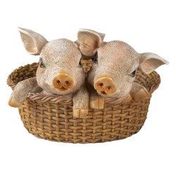 Clayre & Eef Figurine Pig 11x11x16 cm Brown Pink Polyresin Pig