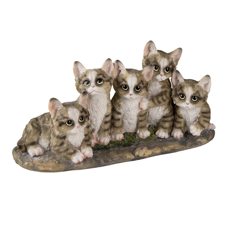 Clayre & Eef Figur Katze 32x13x16 cm Grau Polyresin