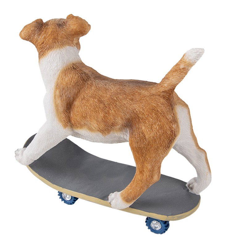 Clayre & Eef Beeld Hond 18x9x18 cm Bruin Wit Polyresin
