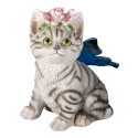 Clayre & Eef Figurine Cat 12x10x15 cm White Grey Polyresin