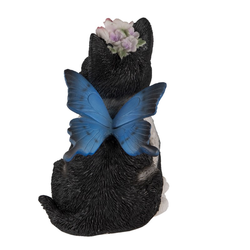 Clayre & Eef Figurine Cat 12x10x15 cm Black White Polyresin