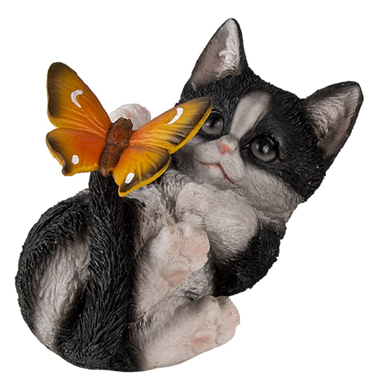 Clayre & Eef Figurine Cat 14x8x11 cm Black White Polyresin