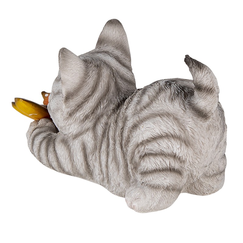 Clayre & Eef Statuetta Gatto  19x8x10 cm Grigio Poliresina