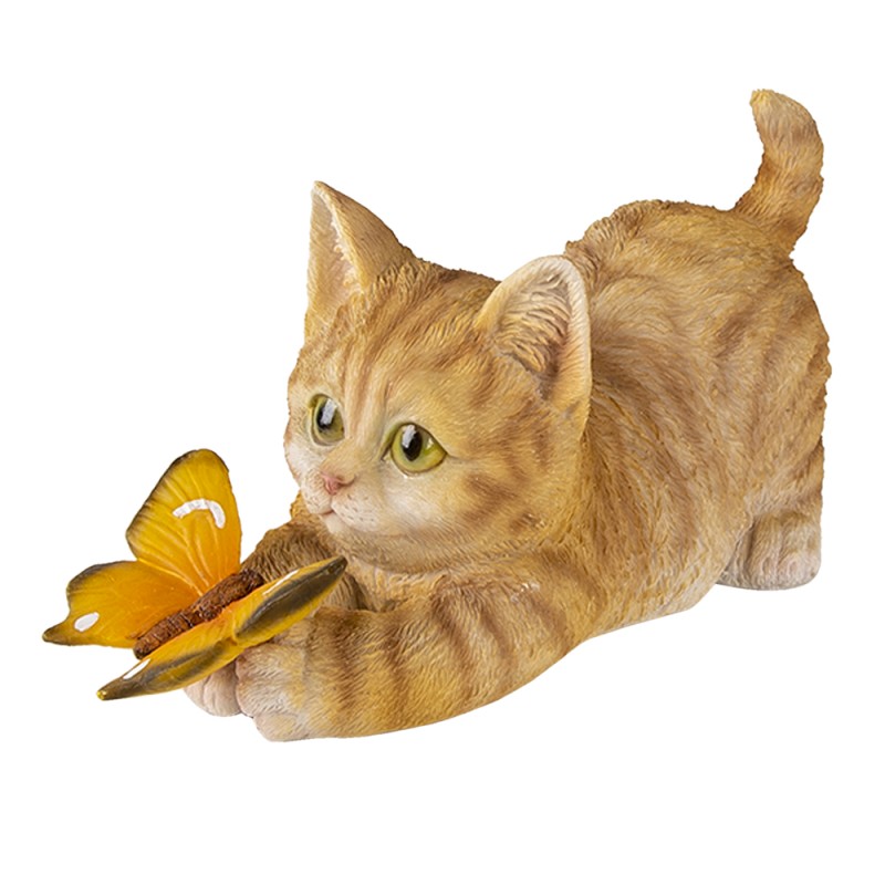 Clayre & Eef Statuetta Gatto 19x8x10 cm Marrone Beige Plastica