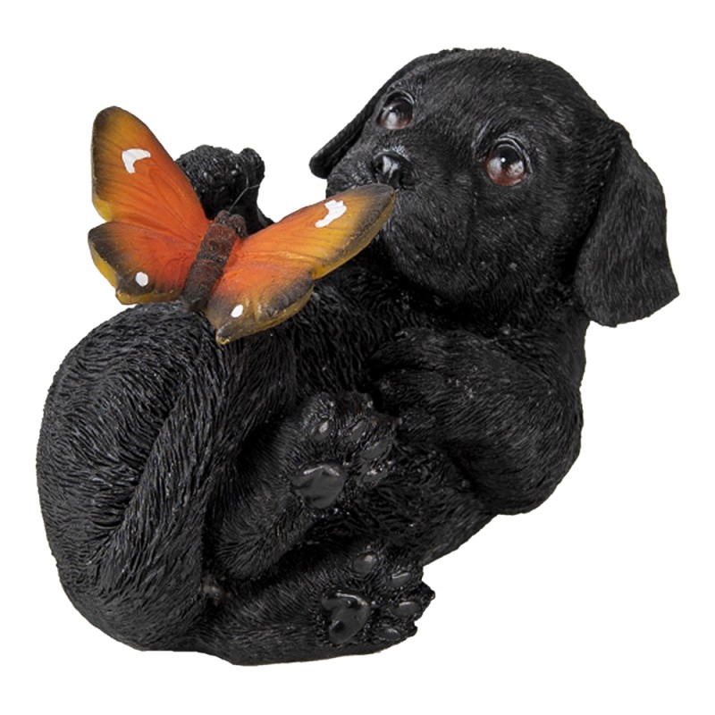 Clayre & Eef Figurine Chien 14x9x10 cm Noir Polyrésine