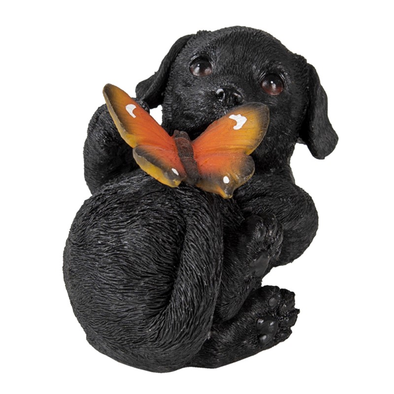 Clayre & Eef Figur Hund 14x9x10 cm Schwarz Polyresin